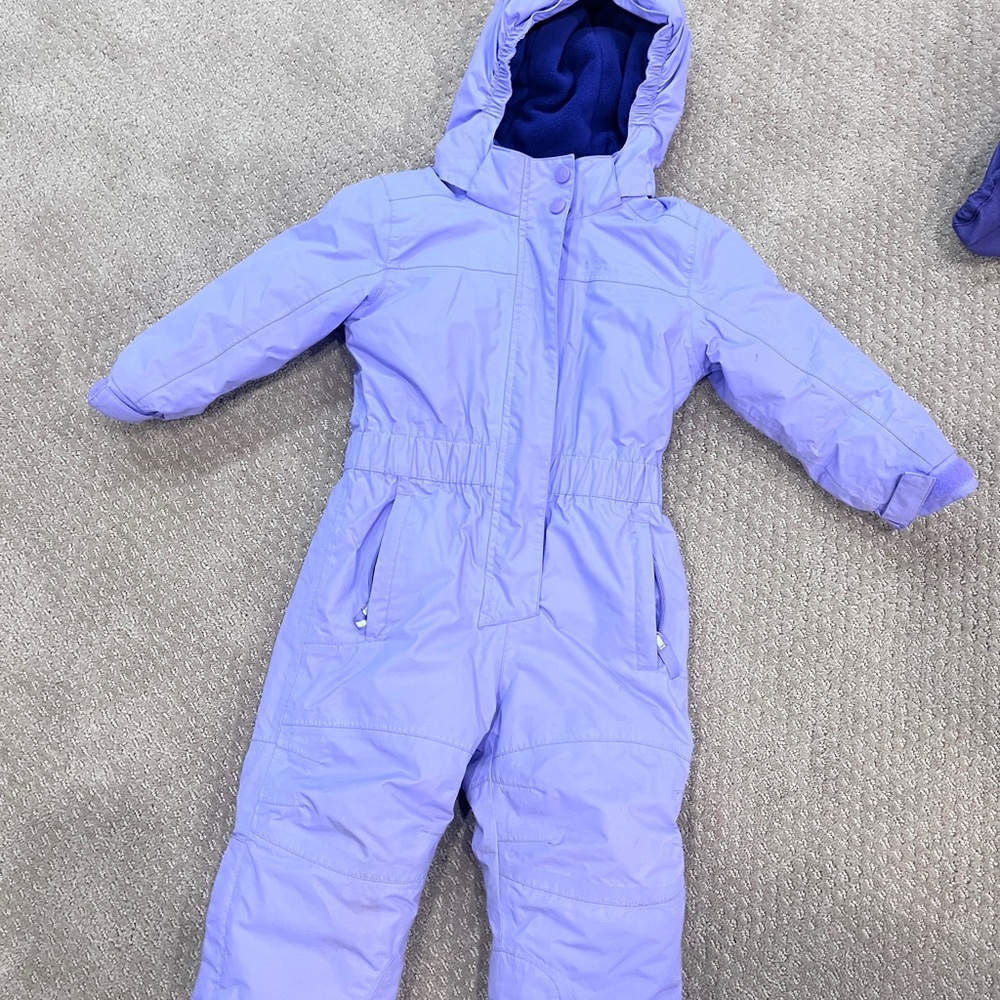 Kids Purple Hooded Snowsuit
